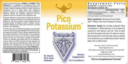 Pico Potassium - Kálium oldat | Dr. Dean piko-ionos folyékony káliuma - 480ml