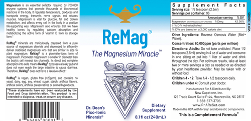 ReMag - The Magnesium Miracle | Dr. Dean piko-ionos folyékony magnéziuma - 240ml