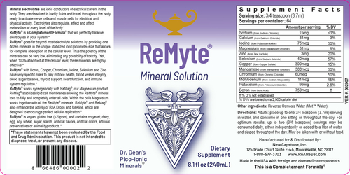 ReMyte - Ásványi oldat | Dr. Dean piko-ionos multi-ásványianyag oldata - 240ml